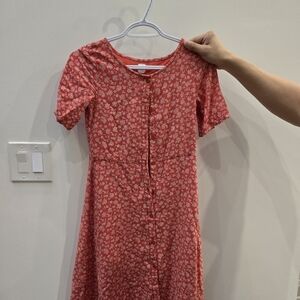 Girls button down floral casual spring dress